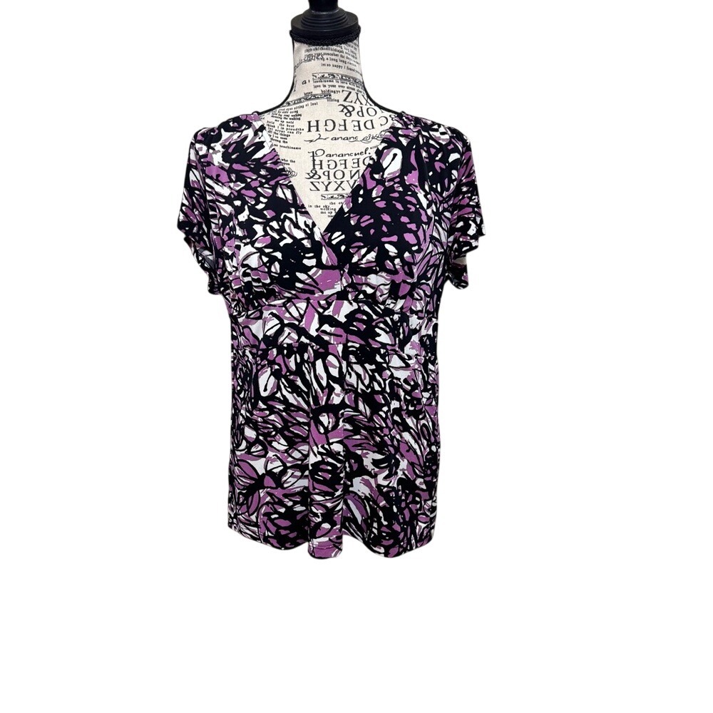 Merona Purple and Black Patterned Blouse